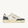 Uomo Autry Uomo | – Medalist Low Super Vintage in Pelle e Suede Space Blue Silver