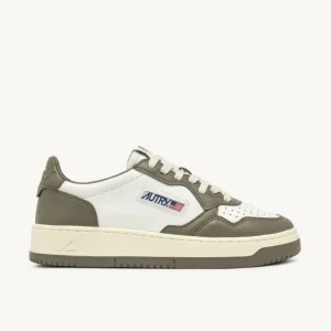 Donna Autry Donna | – Sneaker Medalist Low in Pelle Bianca Verde Militare