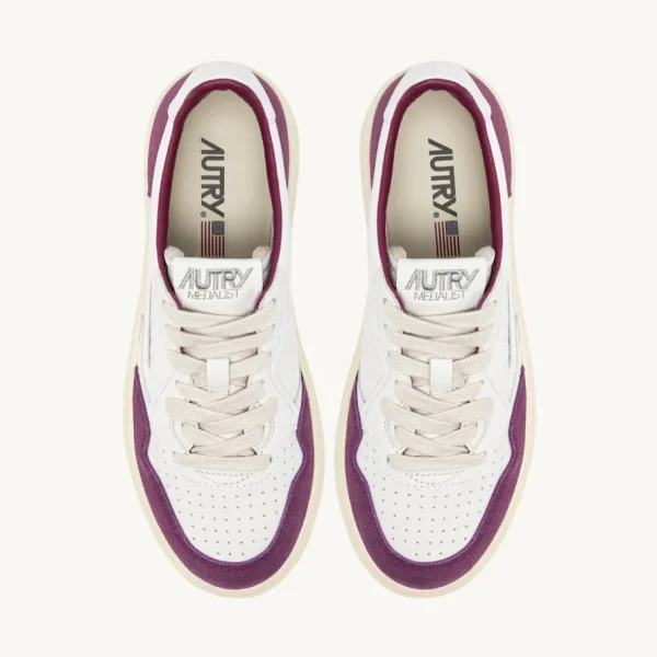 Donna Autry Donna | – Sneaker Medalist Low in Pelle Suede Bianca Viola