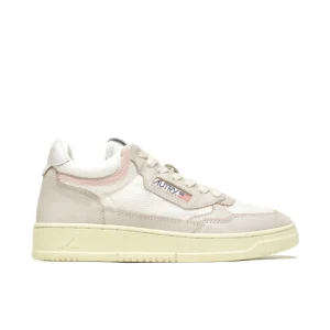 Donna Autry Donna | Sneaker Open Mid Pelle Mesh Suede Bianco Rosa