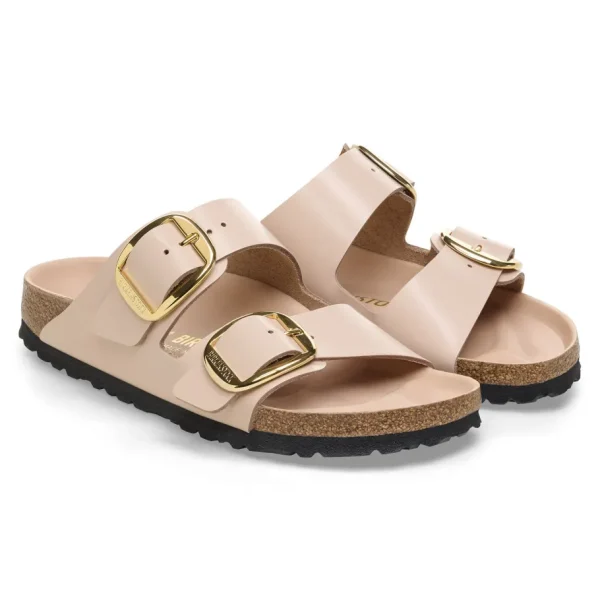 Donna Birkenstock Donna | – Arizona Big Buckle Shine New Beige, Natural Leather