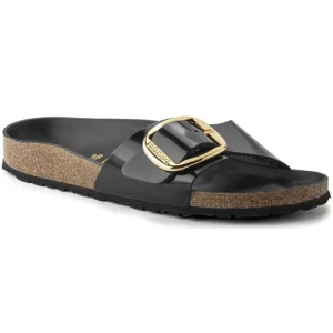 Donna Birkenstock Donna | – Madrid Big Buckle Shine Black, Natural Leather