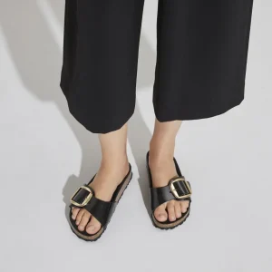 Donna Birkenstock Donna | – Madrid Big Buckle Shine Black, Natural Leather