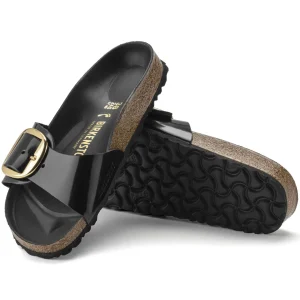 Donna Birkenstock Donna | – Madrid Big Buckle Shine Black, Natural Leather