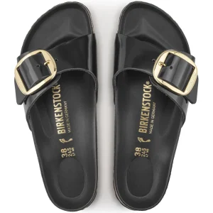 Donna Birkenstock Donna | – Madrid Big Buckle Shine Black, Natural Leather