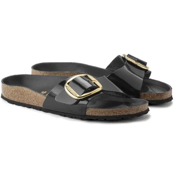 Donna Birkenstock Donna | – Madrid Big Buckle Shine Black, Natural Leather