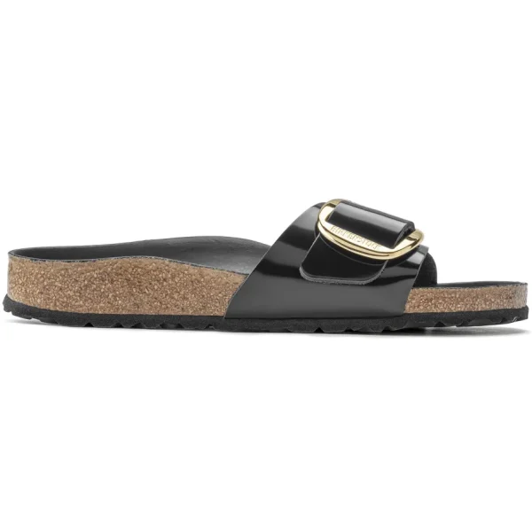 Donna Birkenstock Donna | – Madrid Big Buckle Shine Black, Natural Leather