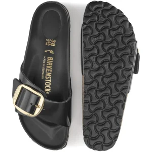 Donna Birkenstock Donna | – Madrid Big Buckle Shine Black, Natural Leather