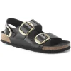 Donna Birkenstock Donna | – Milano Big Buckle Shine Black, Natural Leather