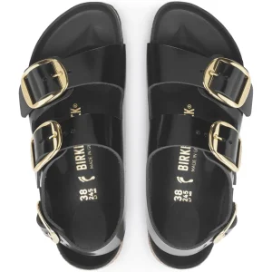 Donna Birkenstock Donna | – Milano Big Buckle Shine Black, Natural Leather