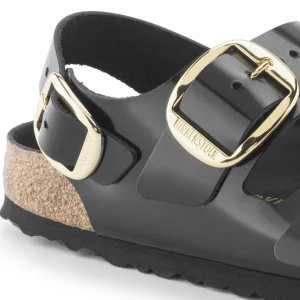 Donna Birkenstock Donna | – Milano Big Buckle Shine Black, Natural Leather