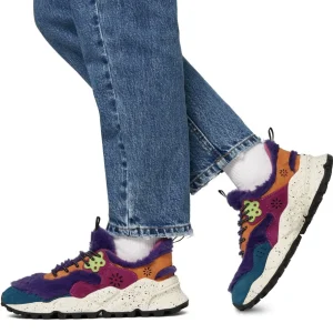 Donna Flower Mountain Donna | – Sneaker Kotetsu Suede Ecofur Viola Petrolio